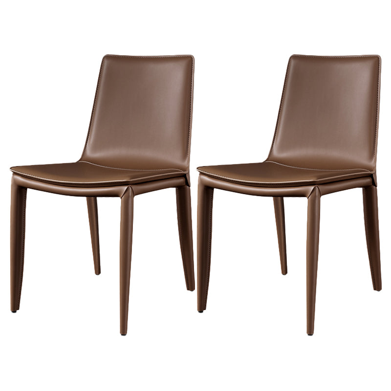 Silla de comedor sin brazos de cuero contemporánea Sillas de comedor de metal