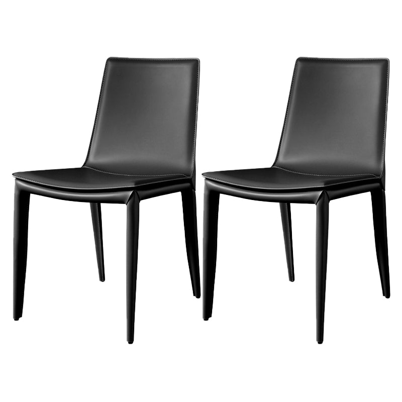 Silla de comedor sin brazos de cuero contemporánea Sillas de comedor de metal