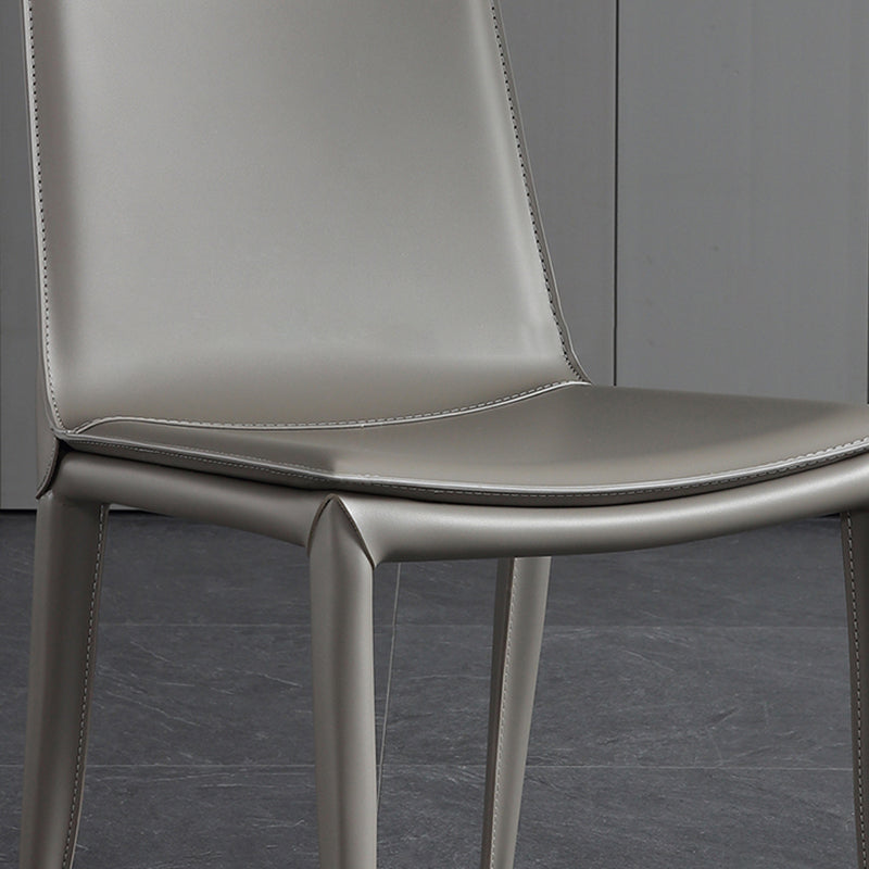 Silla de comedor sin brazos de cuero contemporánea Sillas de comedor de metal
