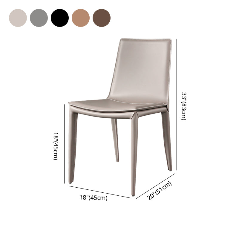 Silla de comedor sin brazos de cuero contemporánea Sillas de comedor de metal