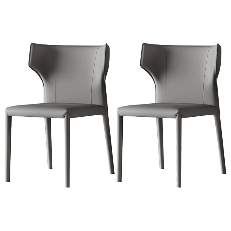 Silla de comedor de cuero contemporánea, silla lateral sin brazos para uso doméstico