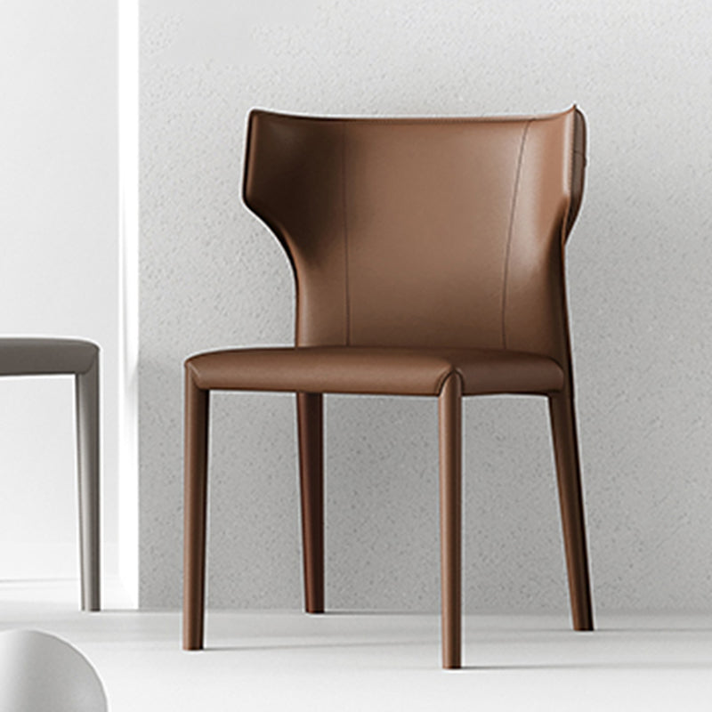 Silla de comedor de cuero contemporánea, silla lateral sin brazos para uso doméstico