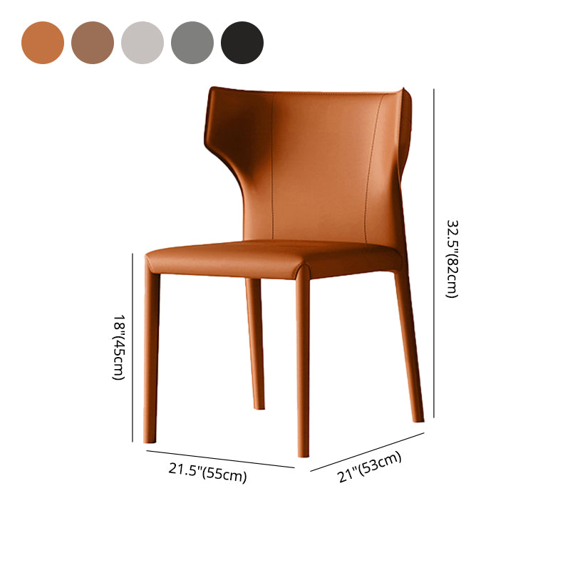 Silla de comedor de cuero contemporánea, silla lateral sin brazos para uso doméstico