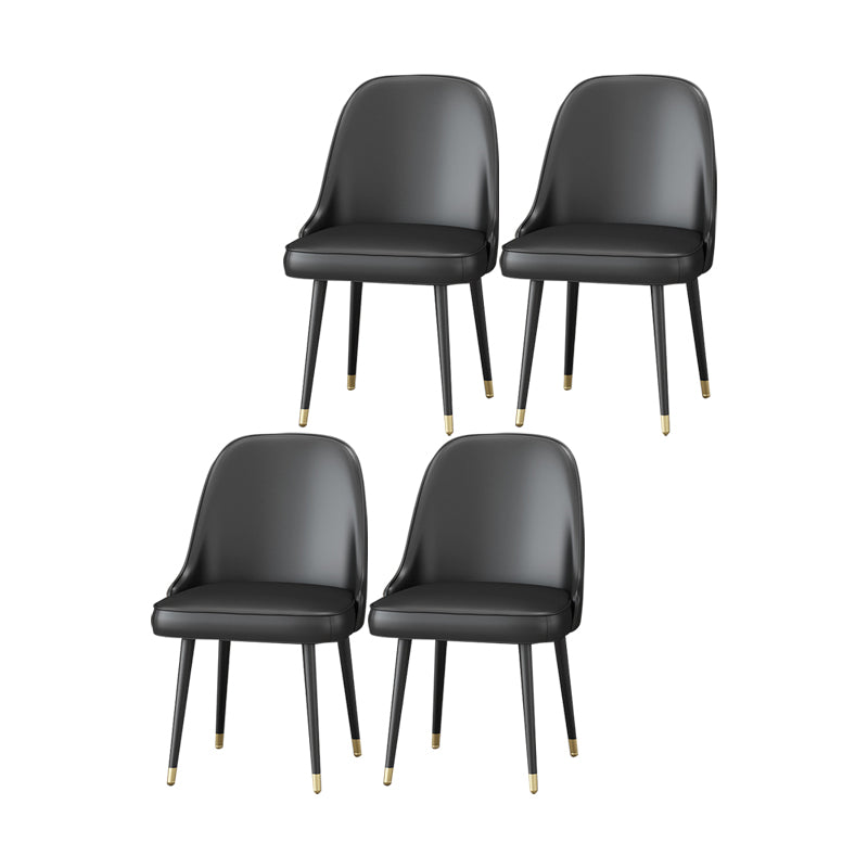 Silla auxiliar de comedor con respaldo sólido y brazo escandinavo Silla auxiliar de comedor de cuero