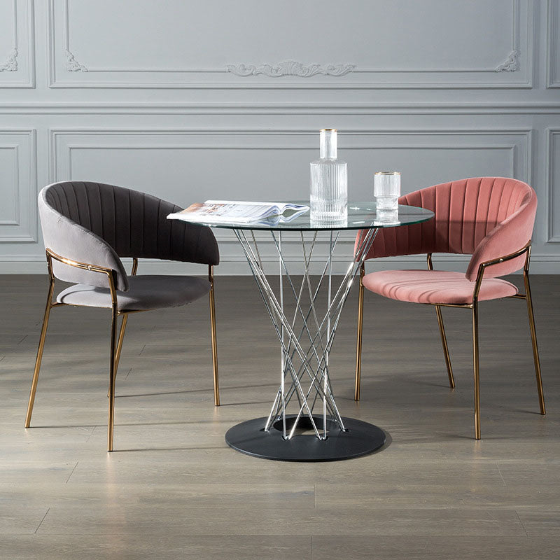 Sillas de comedor con brazo trasero abierto escandinavo, silla lateral tapizada