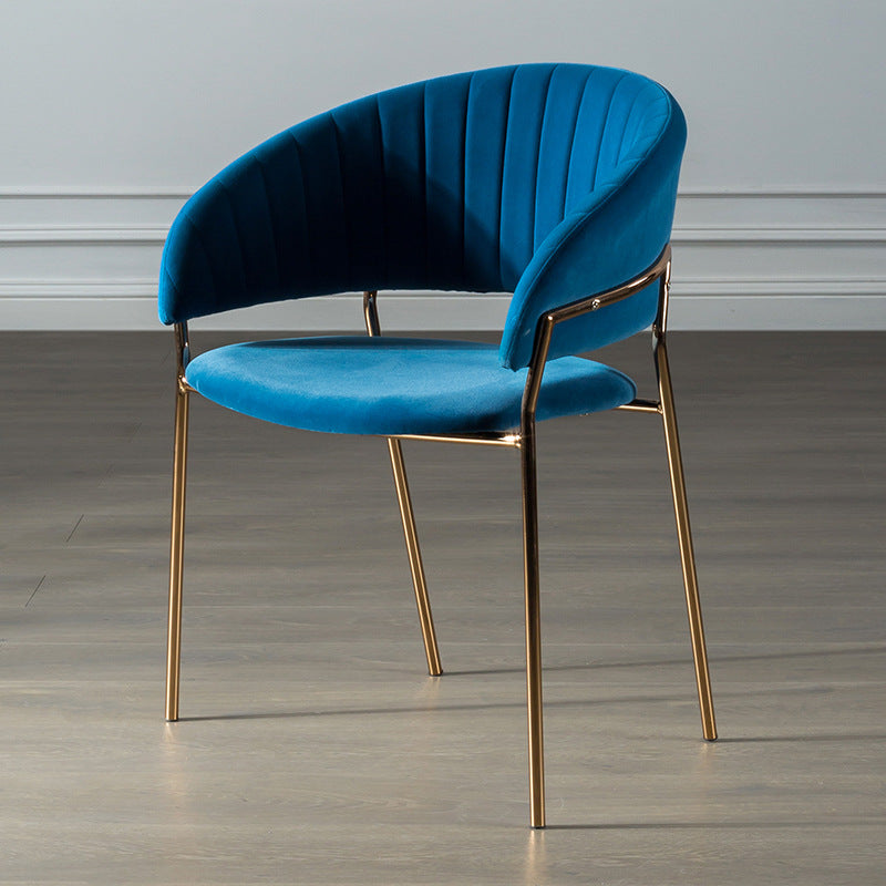 Sillas de comedor con brazo trasero abierto escandinavo, silla lateral tapizada