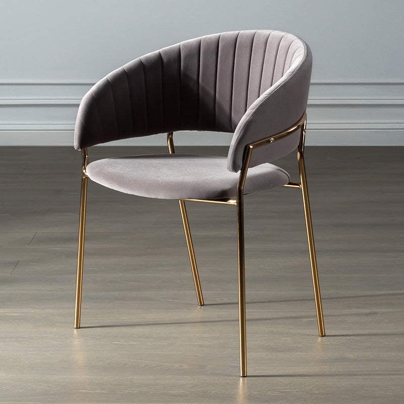 Sillas de comedor con brazo trasero abierto escandinavo, silla lateral tapizada
