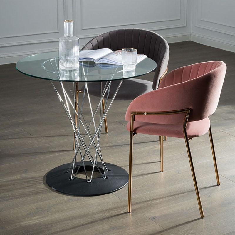Sillas de comedor con brazo trasero abierto escandinavo, silla lateral tapizada
