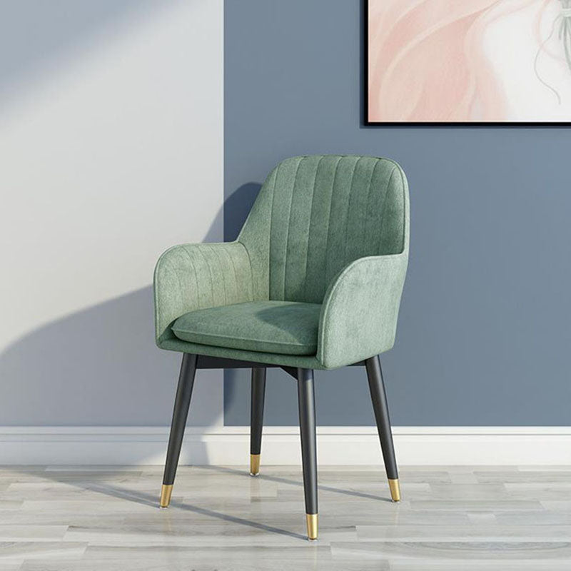 Sillas de comedor de tela escandinava para el hogar, silla lateral de comedor con respaldo sólido y brazo