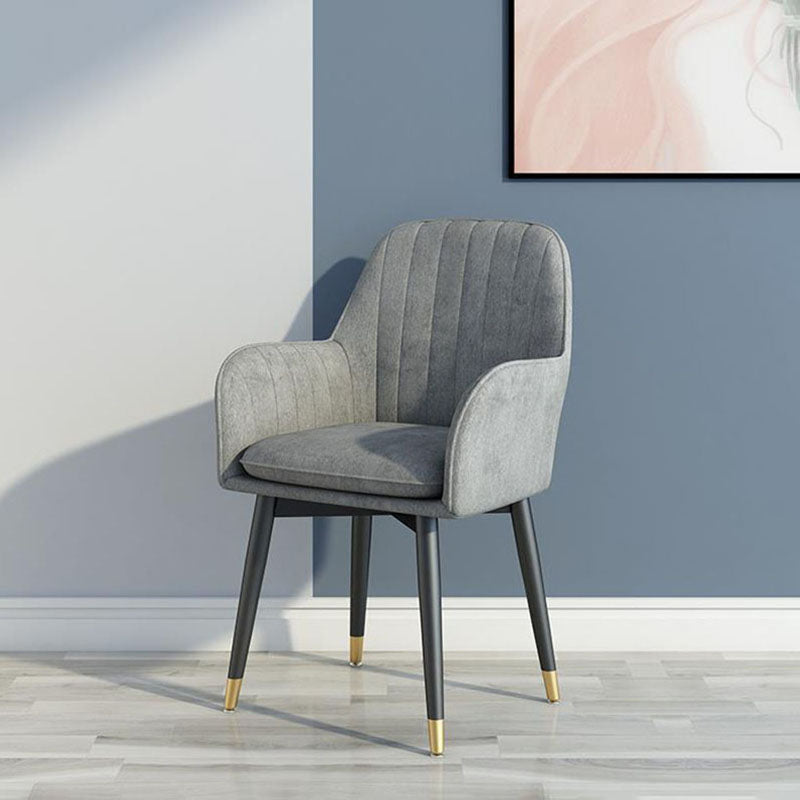 Sillas de comedor de tela escandinava para el hogar, silla lateral de comedor con respaldo sólido y brazo