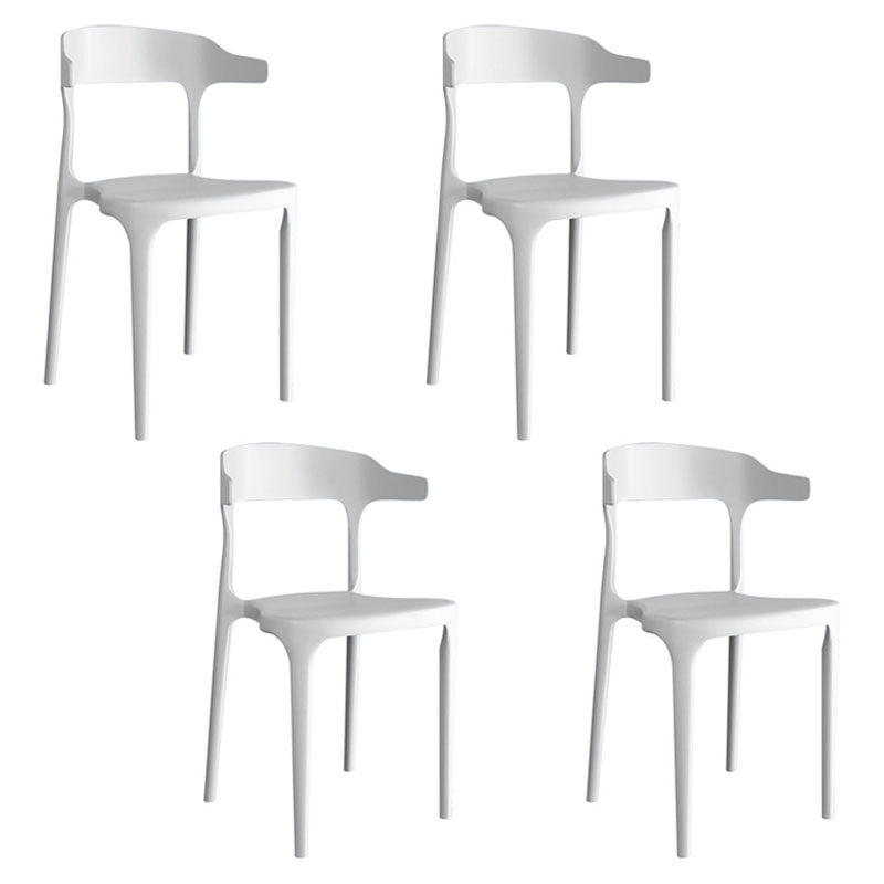 Silla de comedor moderna de plástico con acabado mate y respaldo abierto