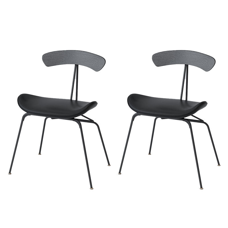 Industrial Open Back Armless Dining Chairs Leather Dining Side Chair