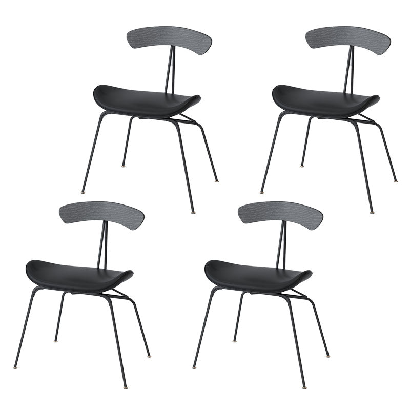 Industrial Open Back Armless Dining Chairs Leather Dining Side Chair