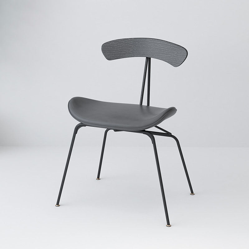 Industriële open rug armloze eetkamerstoelen lederen eetkamerstoel