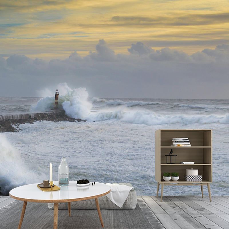 Sea Scenery Mildew Resistant Mural Wallpaper Sleeping Room Wall Mural