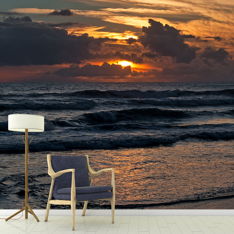 Sea Scenery Mildew Resistant Mural Wallpaper Sleeping Room Wall Mural