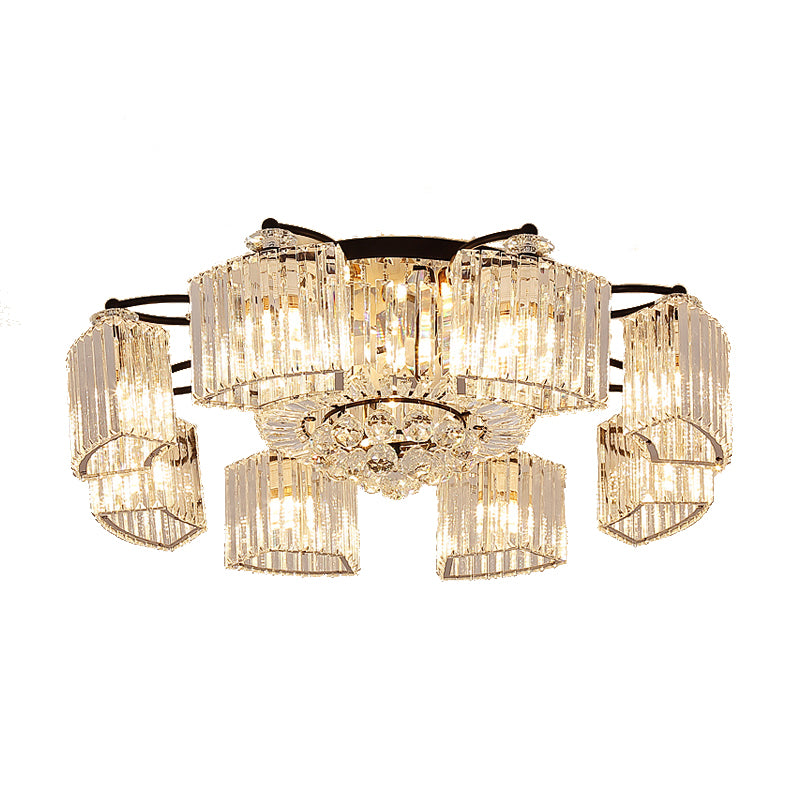 Contemporary Geometric Flush Light Fixture Crystal Flushmount Lighting in Black