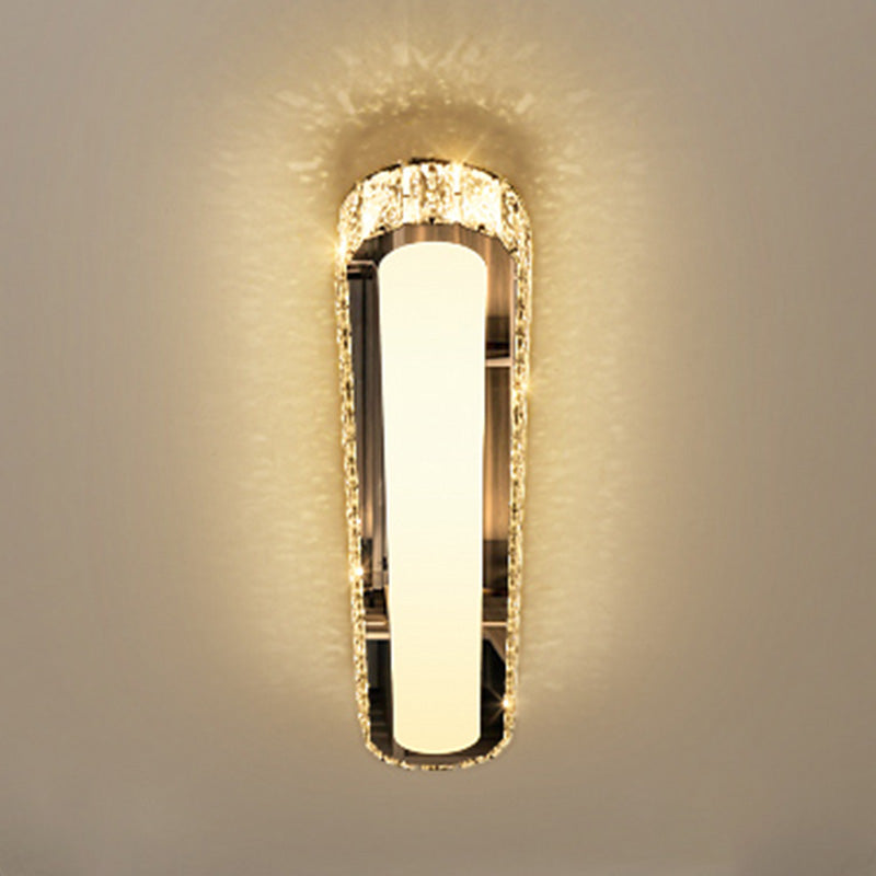 Luminaire encastré ovale contemporain en cristal à 1 lumière, plafonnier argenté