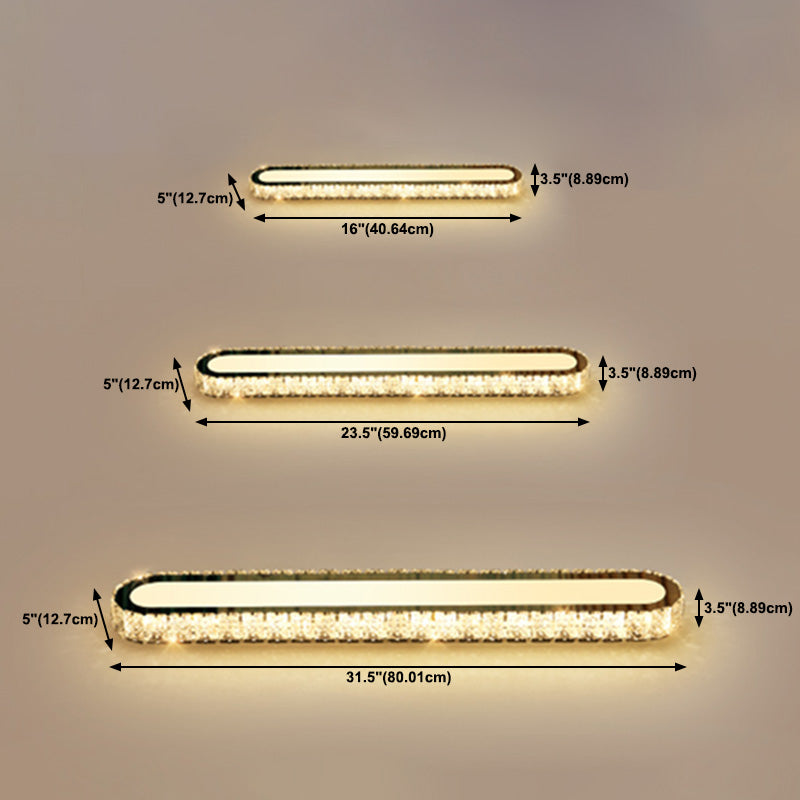 Luminaire encastré ovale contemporain en cristal à 1 lumière, plafonnier argenté