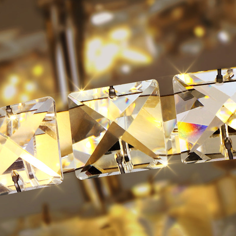 Luminaire encastré ovale contemporain en cristal à 1 lumière, plafonnier argenté