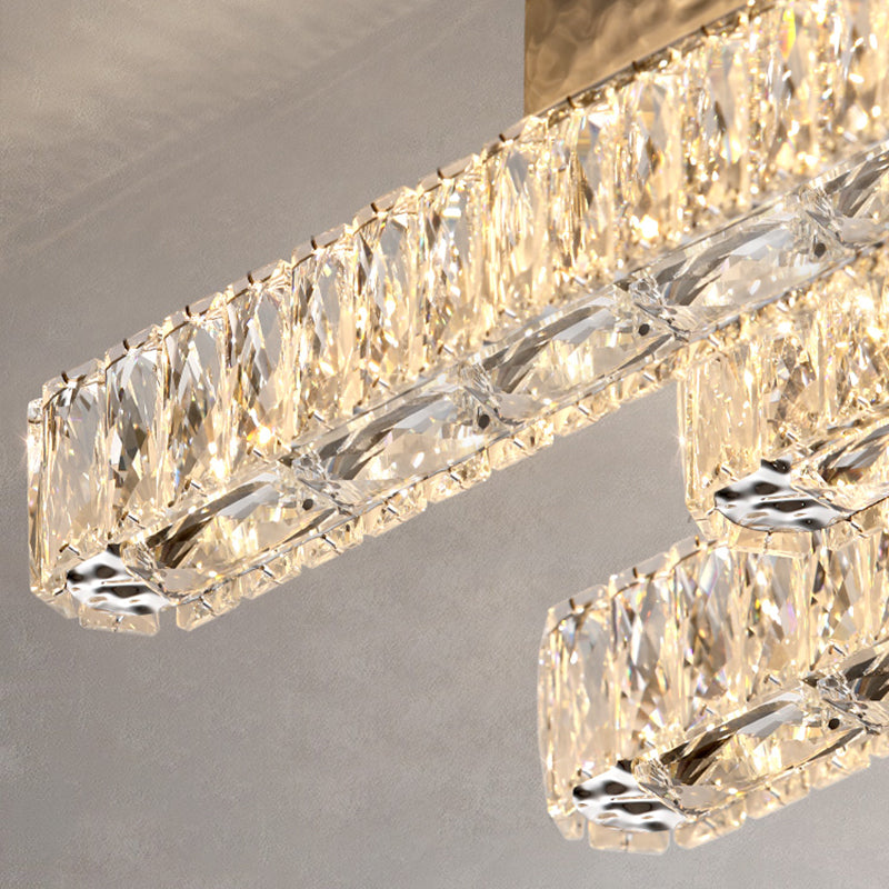 Luminaire encastré géométrique contemporain Plafonniers en cristal en argent
