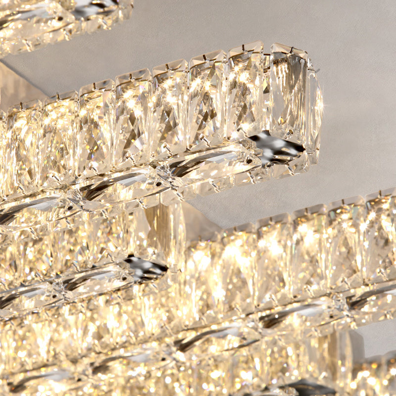 Luminaire encastré géométrique contemporain Plafonniers en cristal en argent