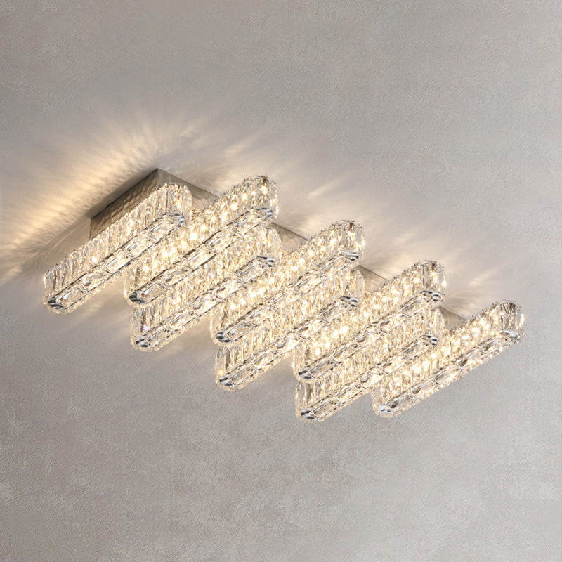 Luminaire encastré géométrique contemporain Plafonniers en cristal en argent