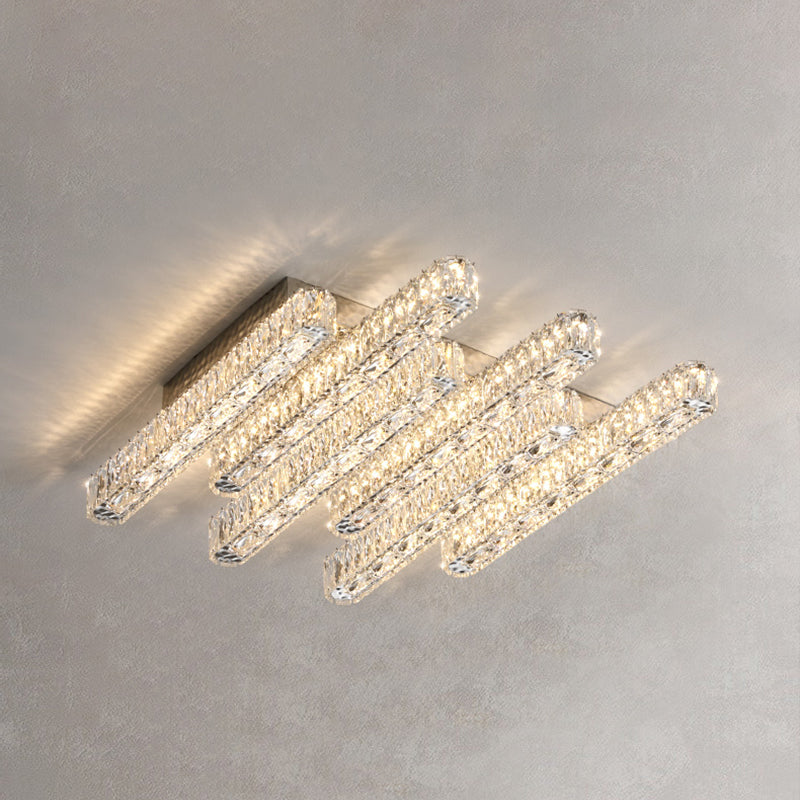 Luminaire encastré géométrique contemporain Plafonniers en cristal en argent