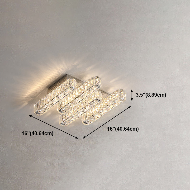 Luminaire encastré géométrique contemporain Plafonniers en cristal en argent