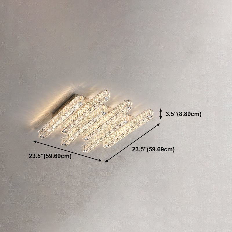 Luminaire encastré géométrique contemporain Plafonniers en cristal en argent