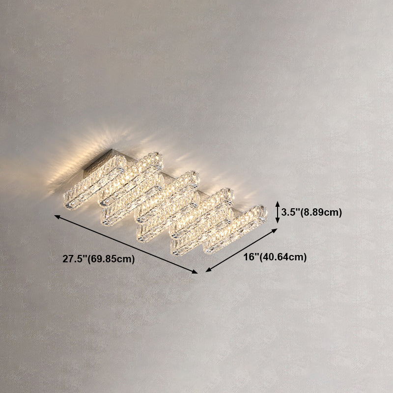 Luminaire encastré géométrique contemporain Plafonniers en cristal en argent