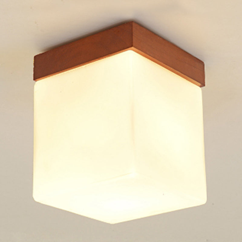 Lámpara empotrada geométrica moderna de madera, 1 luz, montaje empotrado en marrón