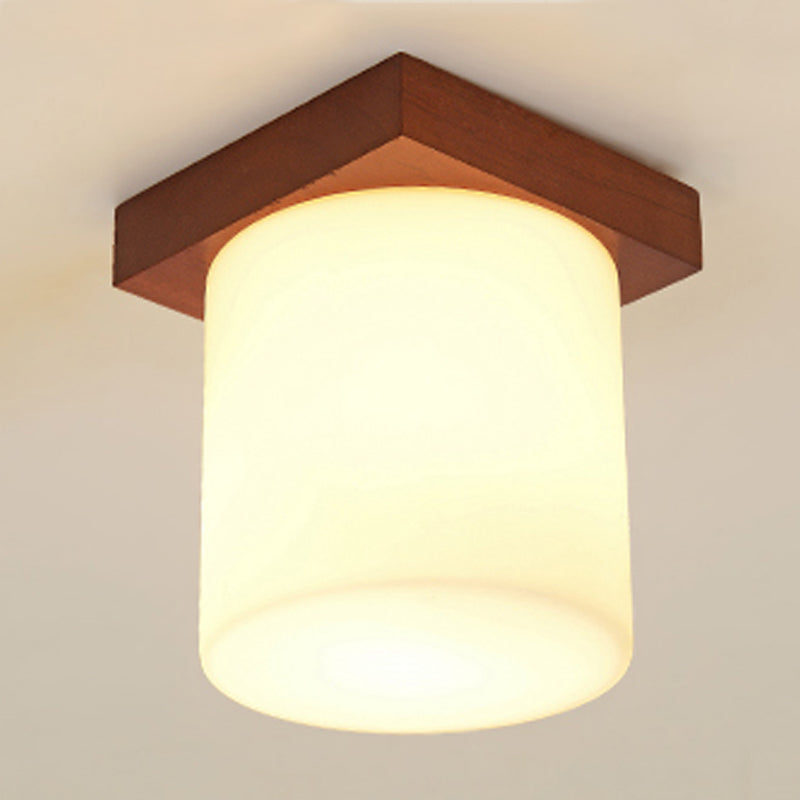 Lámpara empotrada geométrica moderna de madera, 1 luz, montaje empotrado en marrón