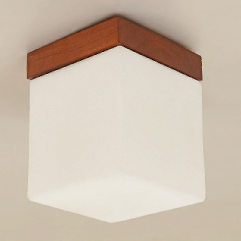 Lámpara empotrada geométrica moderna de madera, 1 luz, montaje empotrado en marrón