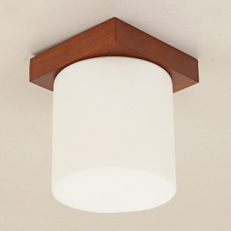 Lámpara empotrada geométrica moderna de madera, 1 luz, montaje empotrado en marrón