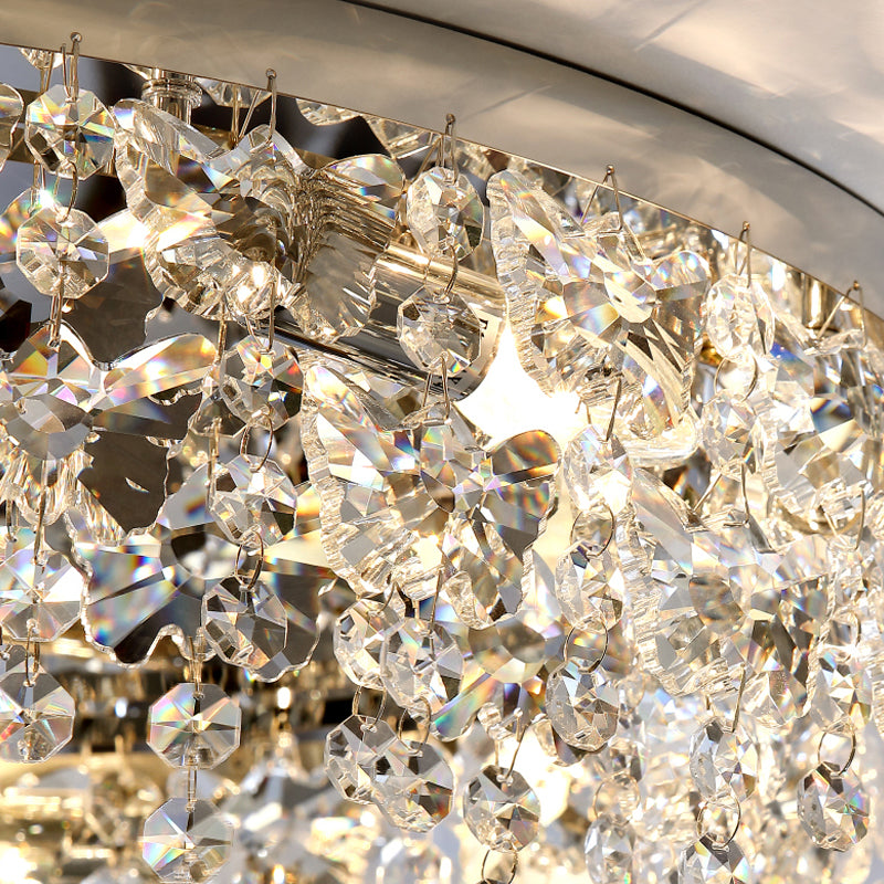 Contemporary Flush Light Fixtures Fringed Crystal Flush Mount Lampen in Silber