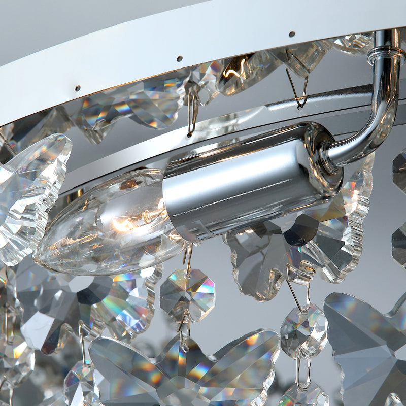Contemporary Flush Light Fixtures Fringed Crystal Flush Mount Lampen in Silber