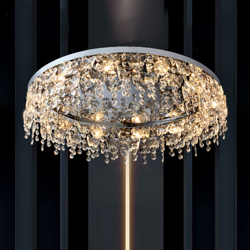 Contemporary Flush Light Fixtures Fringed Crystal Flush Mount Lampen in Silber