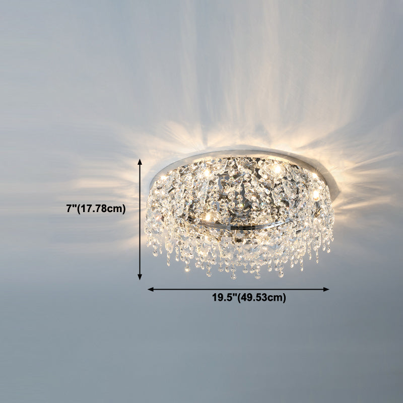 Contemporary Flush Light Fixtures Fringed Crystal Flush Mount Lampen in Silber