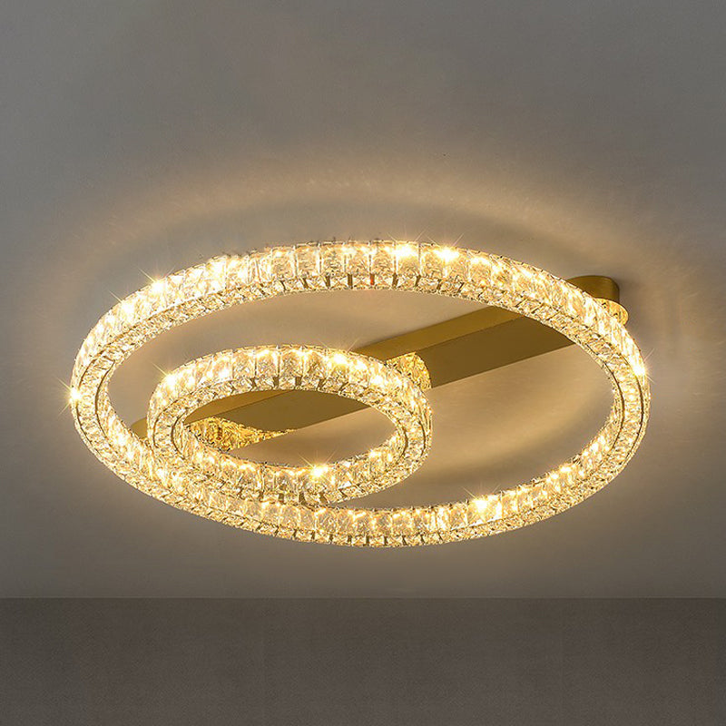 Luminaires encastrés contemporains Lampes encastrées circulaires en cristal en or
