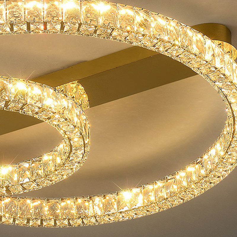 Luminaires encastrés contemporains Lampes encastrées circulaires en cristal en or