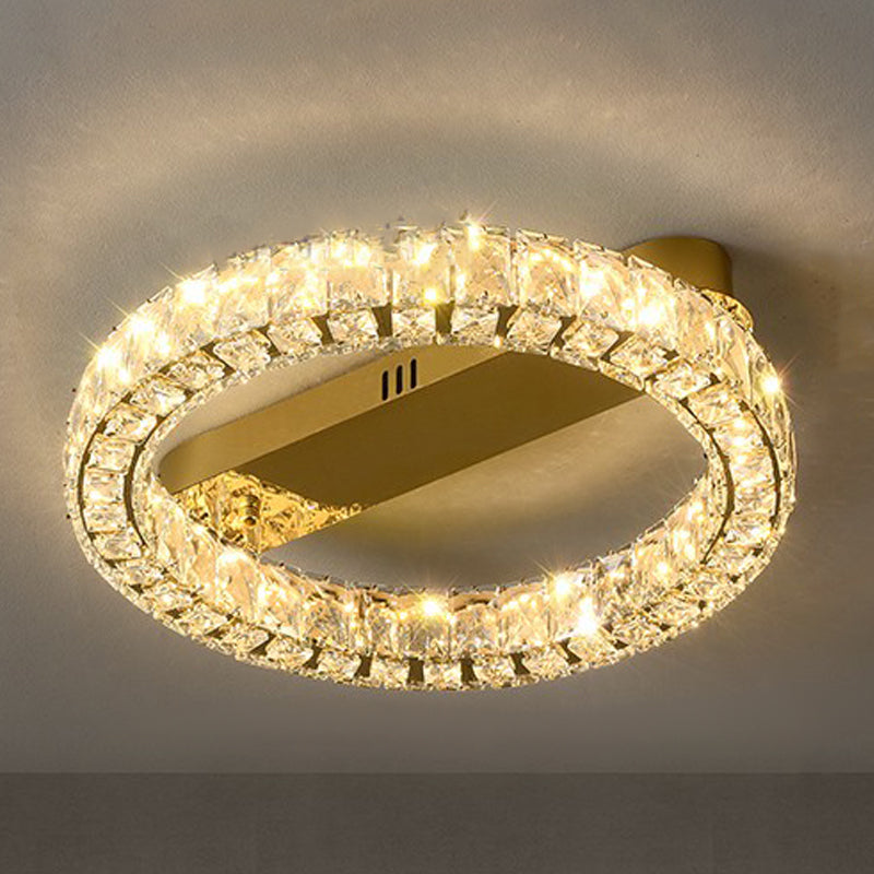 Luminaires encastrés contemporains Lampes encastrées circulaires en cristal en or
