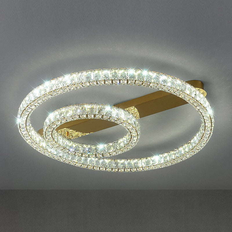 Luminaires encastrés contemporains Lampes encastrées circulaires en cristal en or