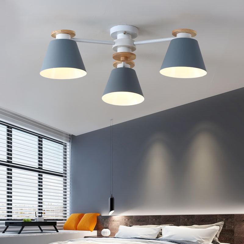 Contemporary Flush Light Fixtures Iron Cone-Shaped Macaron Flush Mount Lamp