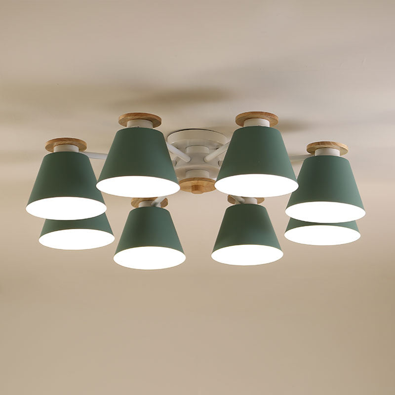 Contemporary Flush Light Fixtures Iron Cone-Shaped Macaron Flush Mount Lamp