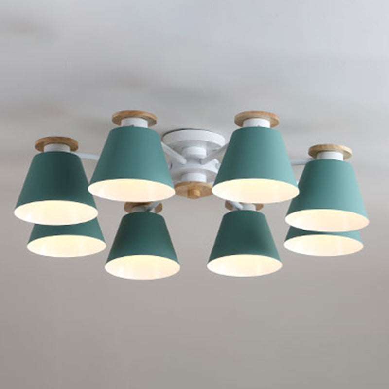Contemporary Flush Light Fixtures Iron Cone-Shaped Macaron Flush Mount Lamp