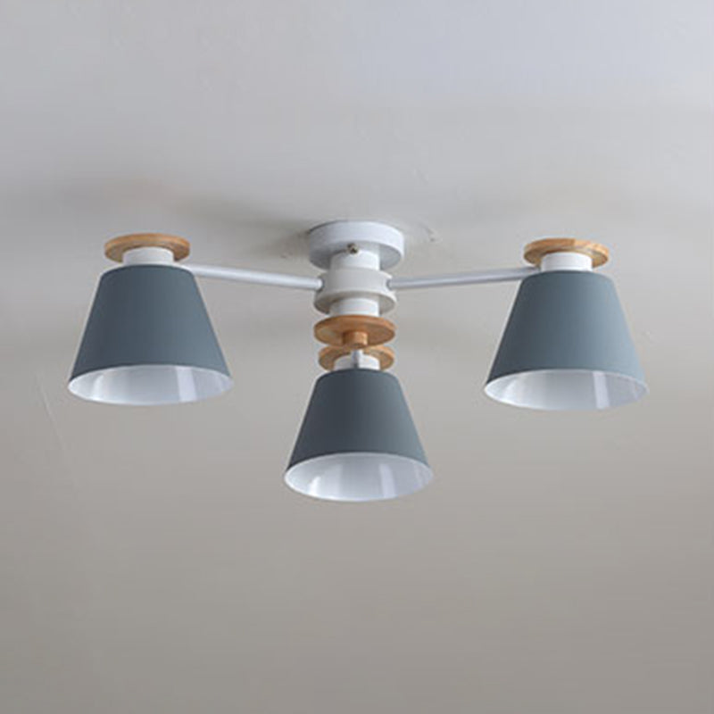 Contemporary Flush Light Fixtures Iron Cone-Shaped Macaron Flush Mount Lamp