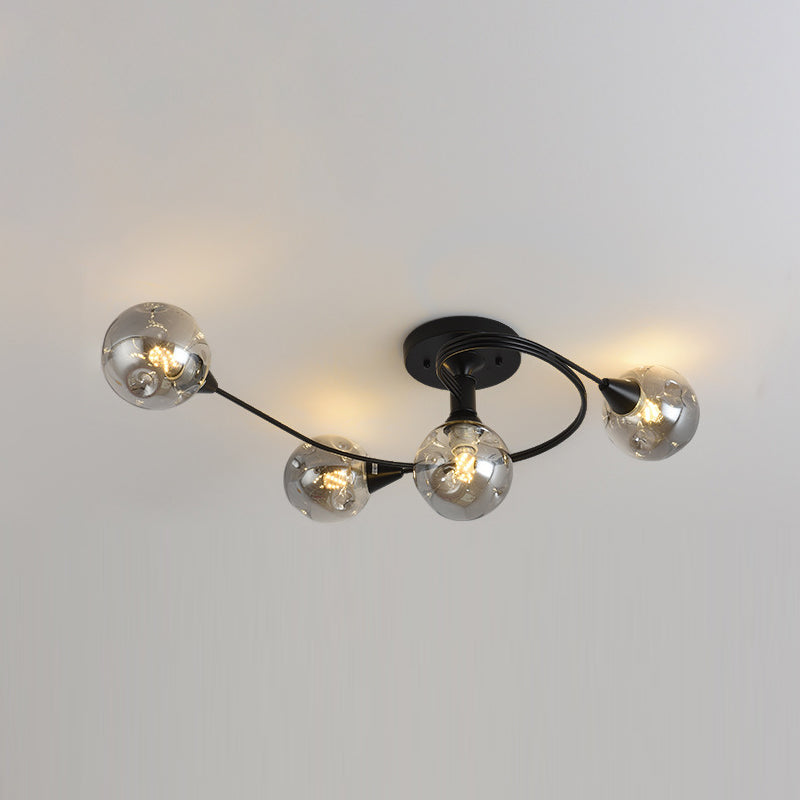 Glass Round Ceiling Lighting Nordic-Style Ceiling Light Fixture for Living Room