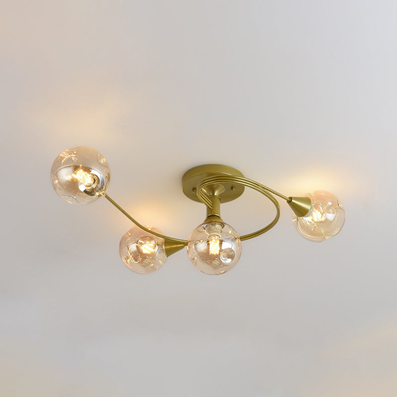 Glass Round Ceiling Lighting Nordic-Style Ceiling Light Fixture for Living Room