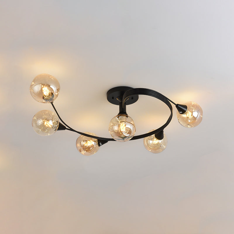 Glass Round Ceiling Lighting Nordic-Style Ceiling Light Fixture for Living Room
